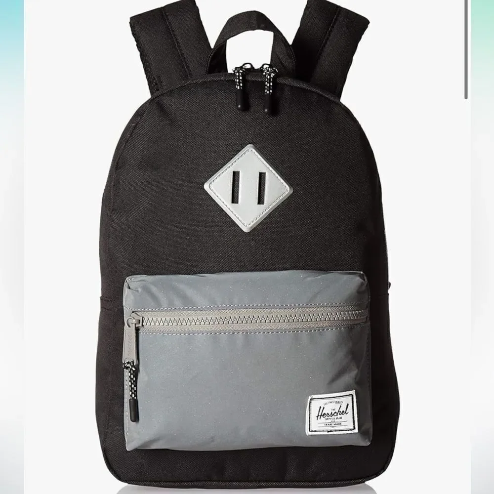 Herschel Supply Co. Heritage Kids Black Reflective Rubber Mini Backpack Bag